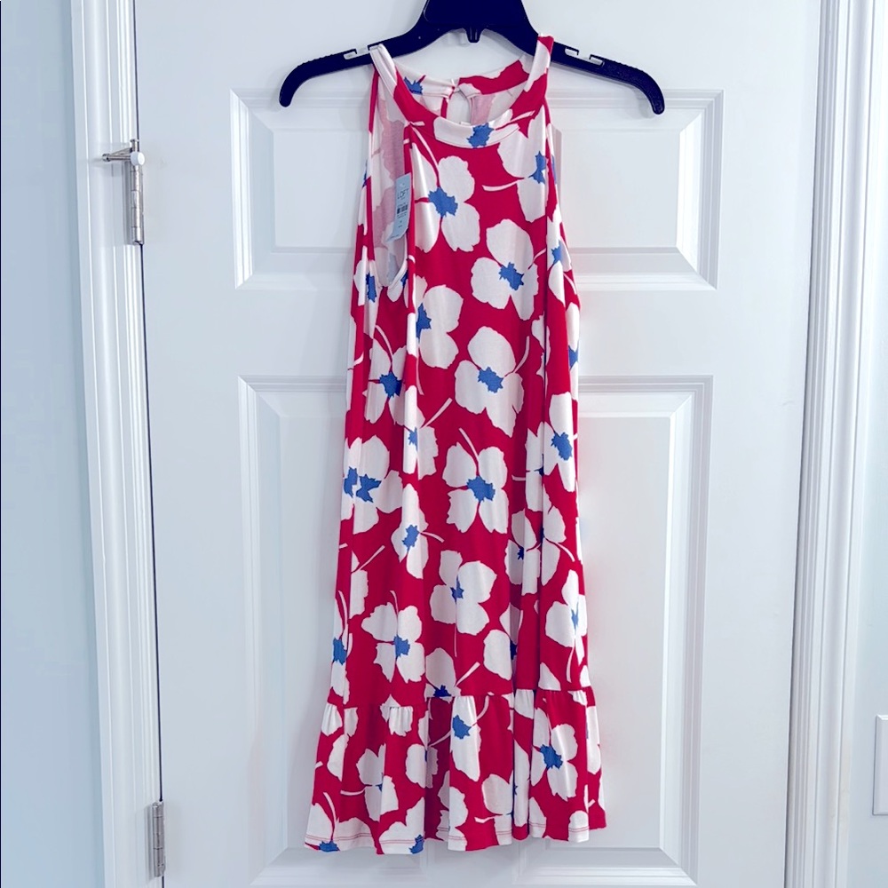 NWT LOFT Red and Blue Floral Dress Sz MP
